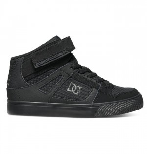 Black / Black / Black Kids' DC High Elastic Lace High-Top Pure | 2415-UHELJ