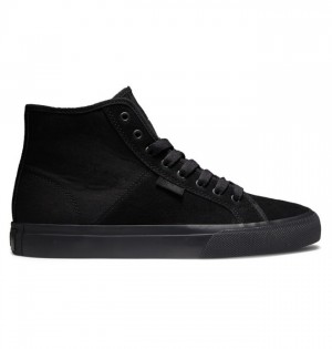 Black / Black / Black Men's DC Manual High Top Suede Sneakers | 5437-RYWUK