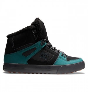 Black / Black / Green Men's DC Pure High-Top Winter Boots | 9086-JKQSF