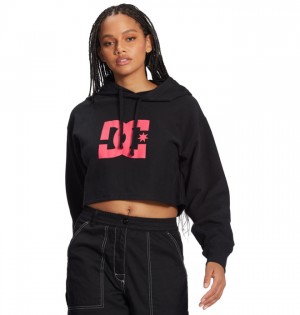 Black / Fuchsia Women's DC Cropped 2 Hoodies | 0623-GCJFK