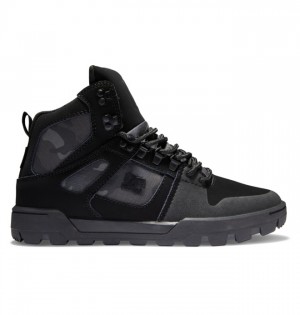 Black / Grey Men's DC Pure High-Top Water-Resistant Winter Boots | 9813-YSWBH