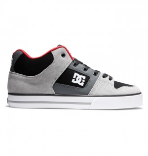 Black / Grey / Red Men's DC Pure MID Mid-Top Sneakers | 1638-VHWZF