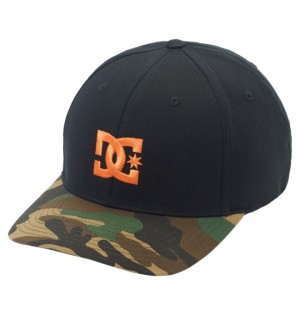 Black / Orange Men's DC Cap Star Seasonal Flexfit Hats | 8136-AIVXU