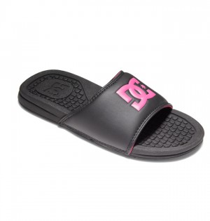 Black / Pink Women's DC Bolsa Slides | 2718-UXKEN