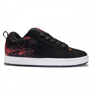 Black / Red / Black Men's DC Court Graffik | 7051-WAXKO