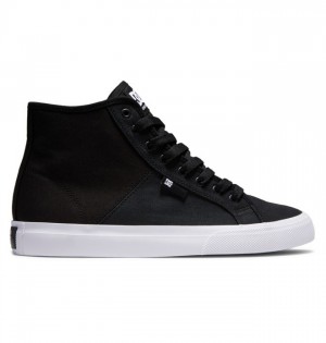 Black / White Men's DC Manual HI High-Top Refibra Sneakers | 6159-JQWKH