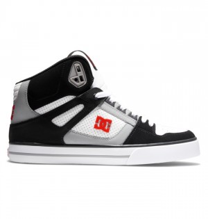 Black / White / Red Men's DC Pure High-Top Sneakers | 7351-AZKHN