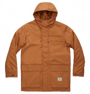 Brown Men's DC Canondale Hooded Parka Jackets | 8132-XHQER