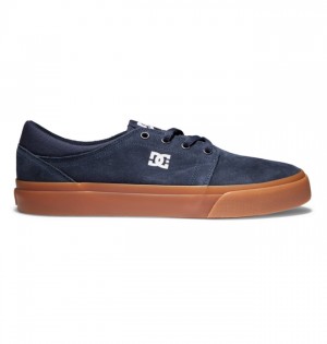 Navy Men's DC Trase Suede Sneakers | 6871-JBIDS