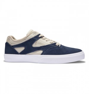 Navy / Khaki Men's DC Kalis Vulc Skate Shoes | 0983-IWVHD