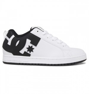 White / Black / Black Men's DC Court Graffik Sneakers | 2948-JGTBZ