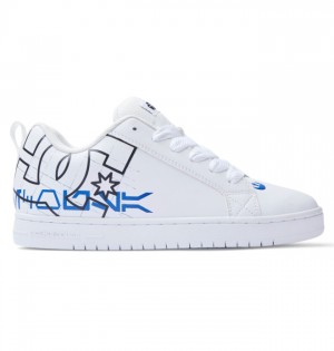 White / Blue Men's DC Court Graffik | 3197-ZYDFE