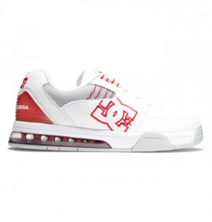 White / Grey / Red Men's DC Versatile Sneakers | 5264-QJBIZ