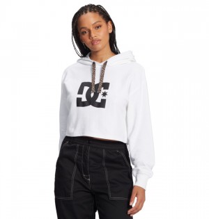 White / Leopard Women's DC Cropped 2 Hoodies | 6019-QCEDK