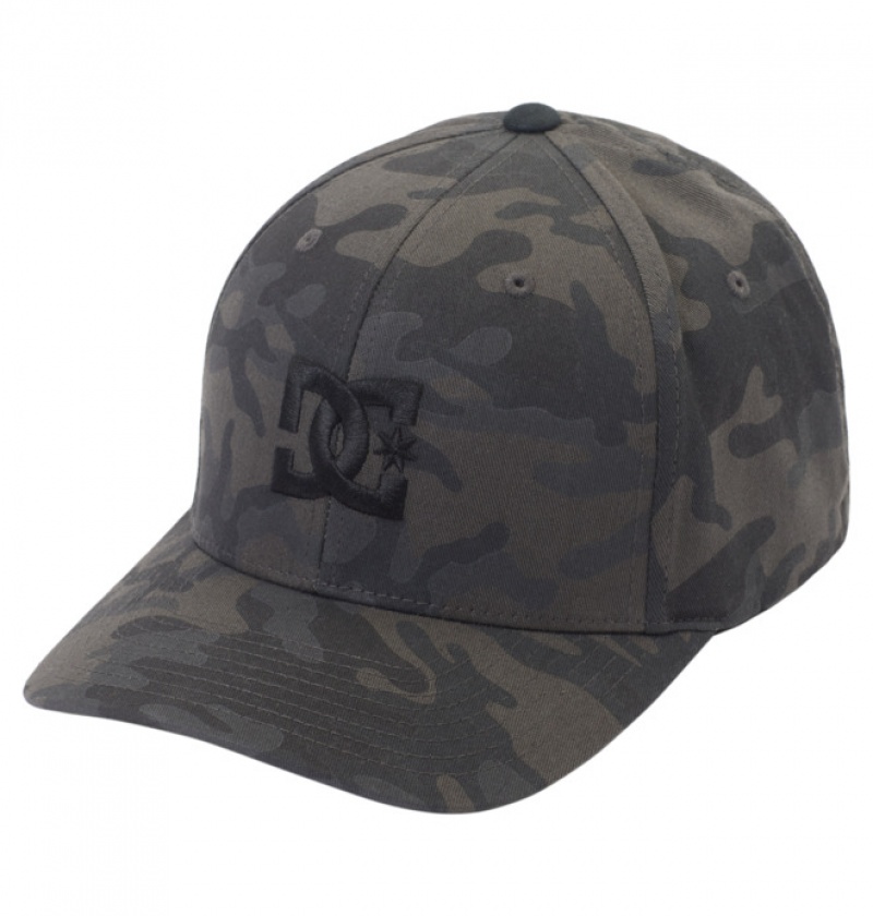 Black Camo Men\'s DC Cap Star Seasonal Flexfit Hats | 1243-VNWMH