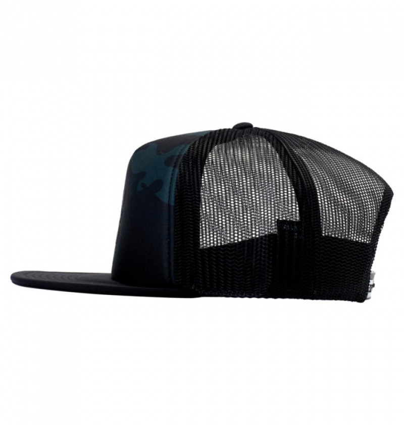 Black Camo Men's DC Gas Station Trucker Hats | 1937-KEISP