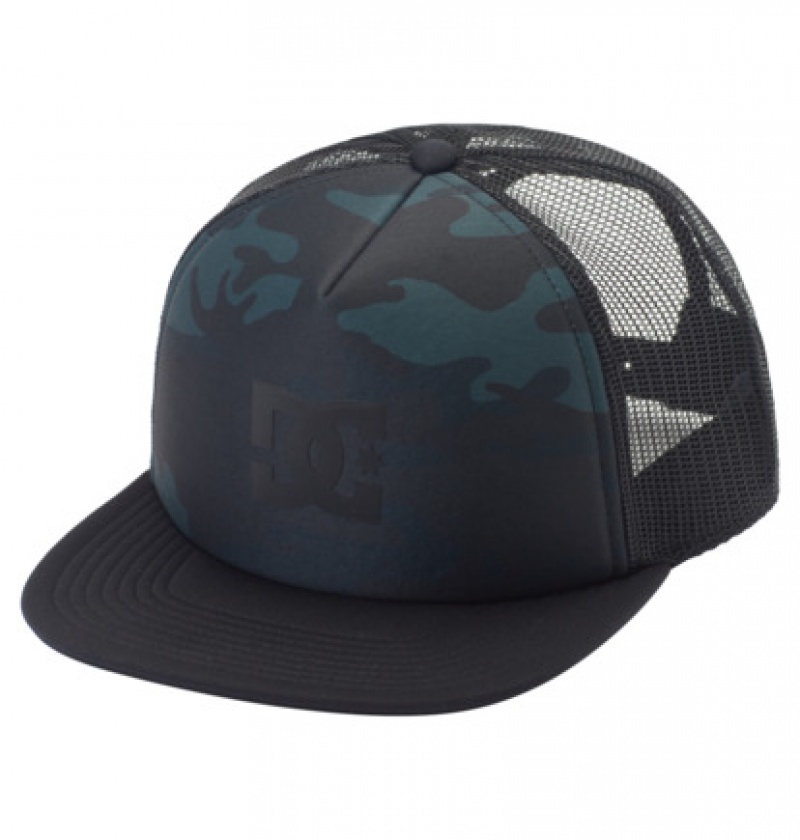 Black Camo Men's DC Gas Station Trucker Hats | 1937-KEISP