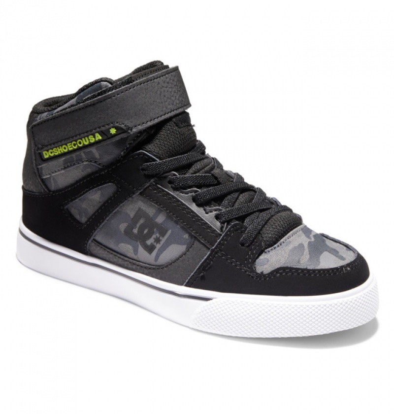 Black Kids' DC High Elastic Lace High-Top Pure | 0179-USAXN