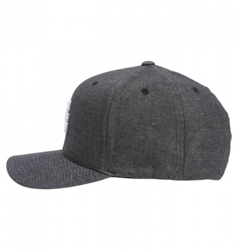 Black Men's DC Capstar Flexfit Hats | 0245-BASWT