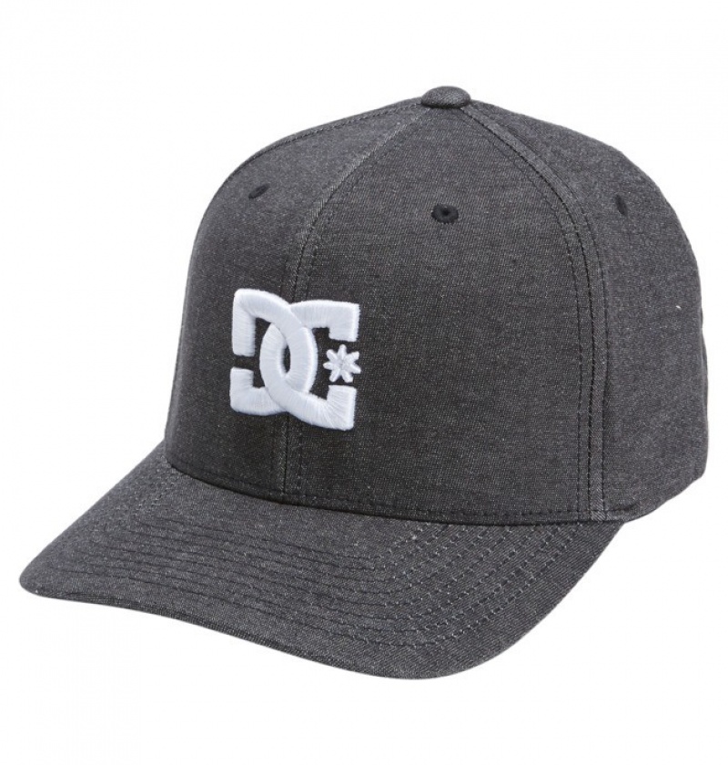 Black Men\'s DC Capstar Flexfit Hats | 0245-BASWT