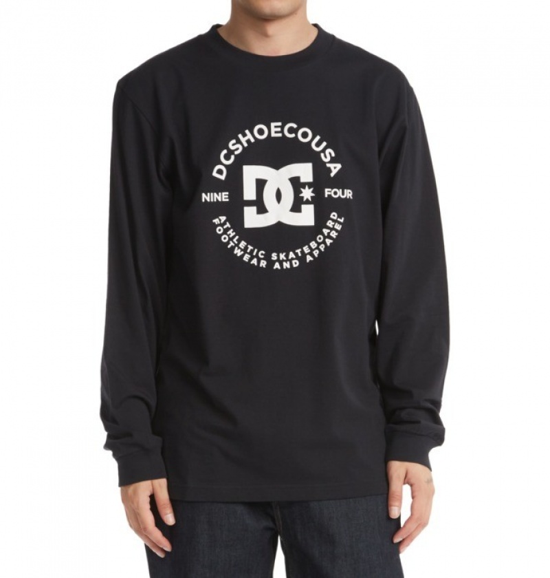 Black Men's DC DC Star Pilot Long Sleeve T Shirts | 8913-GEQAY