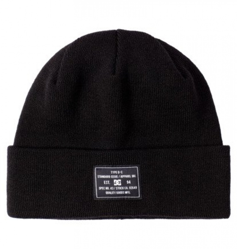 Black Men's DC Frontline Cuffed Beanie Hats | 6730-QWEVC