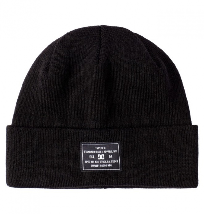 Black Men\'s DC Frontline Cuffed Beanie Hats | 6730-QWEVC