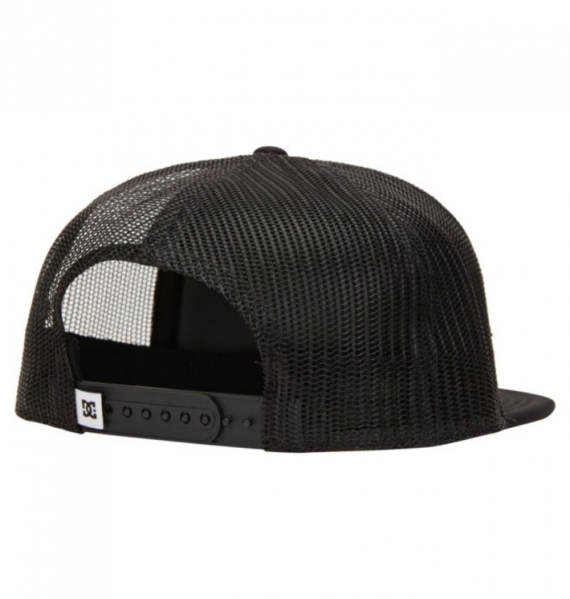 Black Men's DC Gas Station Trucker Hats | 5689-QLJPU