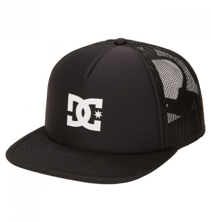 Black Men\'s DC Gas Station Trucker Hats | 5689-QLJPU