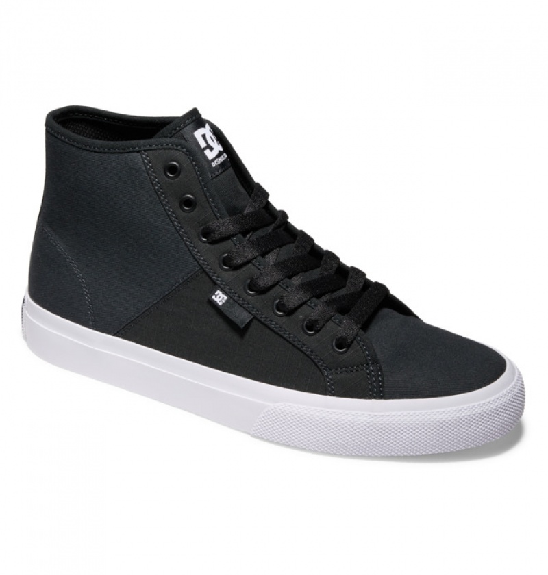 Black Men's DC Manual HI Canvas High-Top RIPSTOP Sneakers | 2906-PJMZX