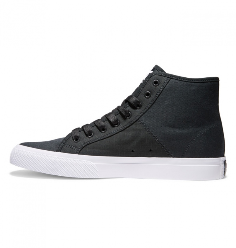 Black Men's DC Manual HI Canvas High-Top RIPSTOP Sneakers | 2906-PJMZX