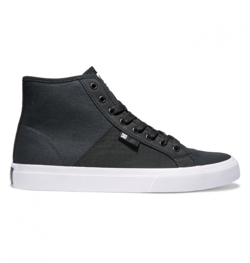 Black Men\'s DC Manual HI Canvas High-Top RIPSTOP Sneakers | 2906-PJMZX