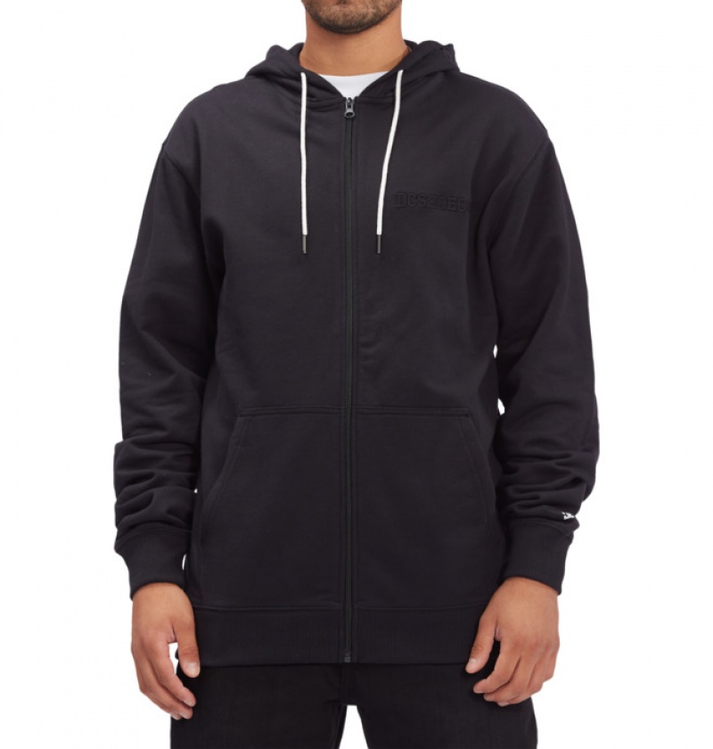 Black Men's DC Riot 2 Zip-Up Sweatshirts | 3896-MDILA