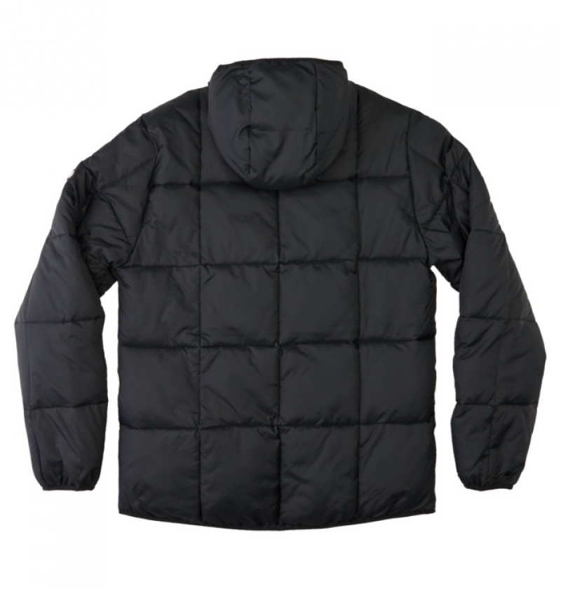 Black Men's DC Square Up Puffer 2 Jackets | 3786-OZBYU