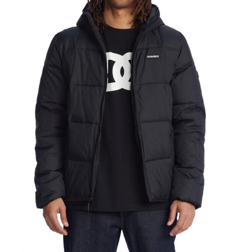 Black Men's DC Square Up Puffer 2 Jackets | 3786-OZBYU