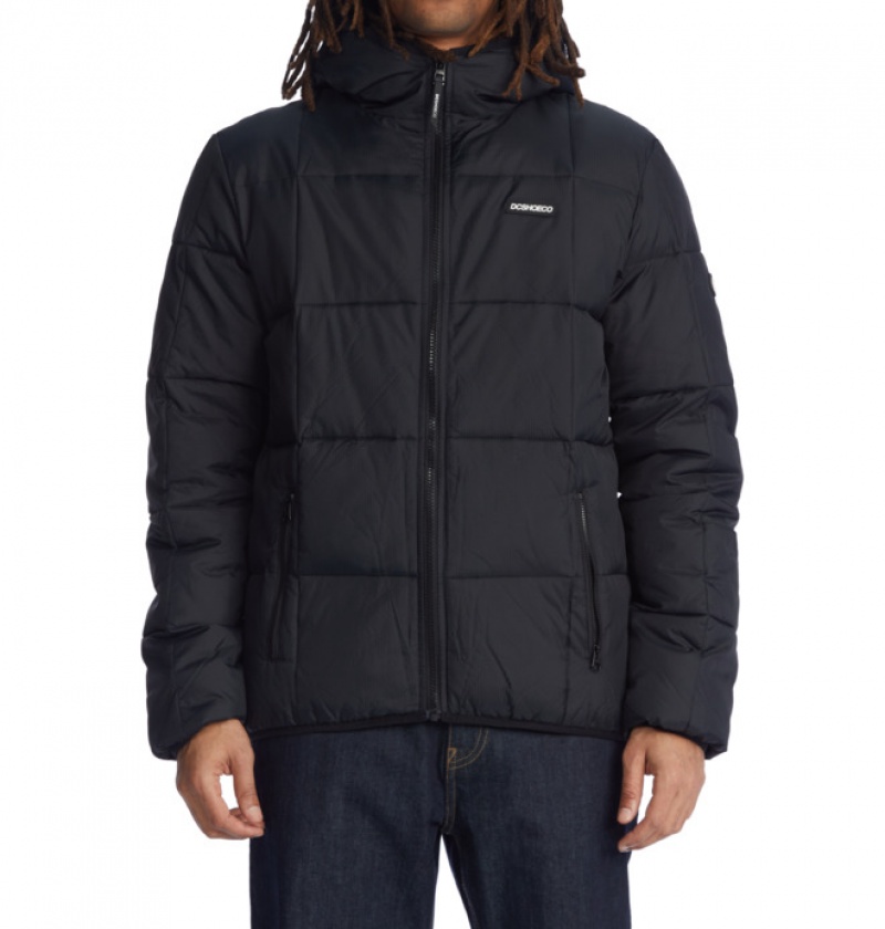 Black Men's DC Square Up Puffer 2 Jackets | 3786-OZBYU