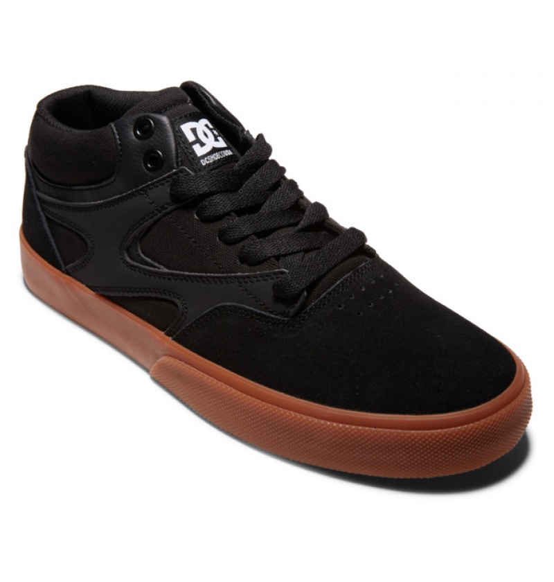 Black / Black Men's DC Kalis Vulc MID Mid-Top Skate Shoes | 2468-QTDRE