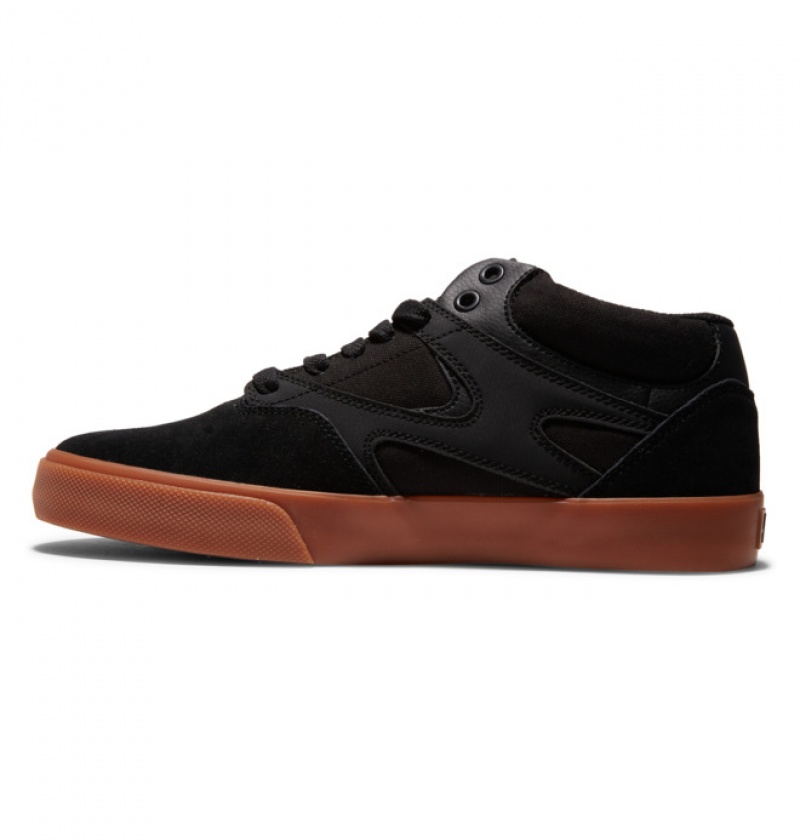 Black / Black Men's DC Kalis Vulc MID Mid-Top Skate Shoes | 2468-QTDRE