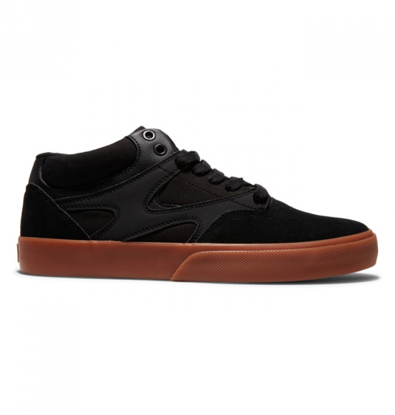 Black / Black Men\'s DC Kalis Vulc MID Mid-Top Skate Shoes | 2468-QTDRE