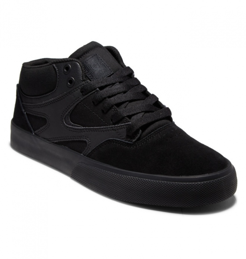 Black / Black / Black Men's DC Kalis Vulc MID Mid-Top Skate Shoes | 7502-QVSIB