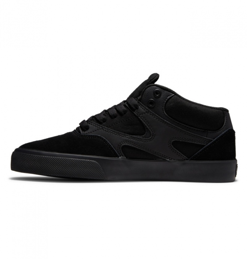 Black / Black / Black Men's DC Kalis Vulc MID Mid-Top Skate Shoes | 7502-QVSIB