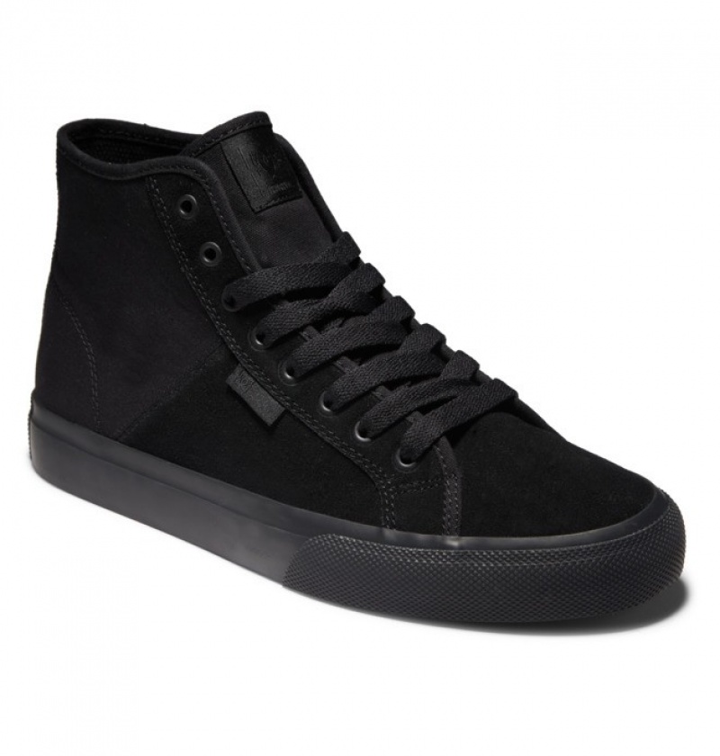 Black / Black / Black Men's DC Manual High Top Suede Sneakers | 5437-RYWUK