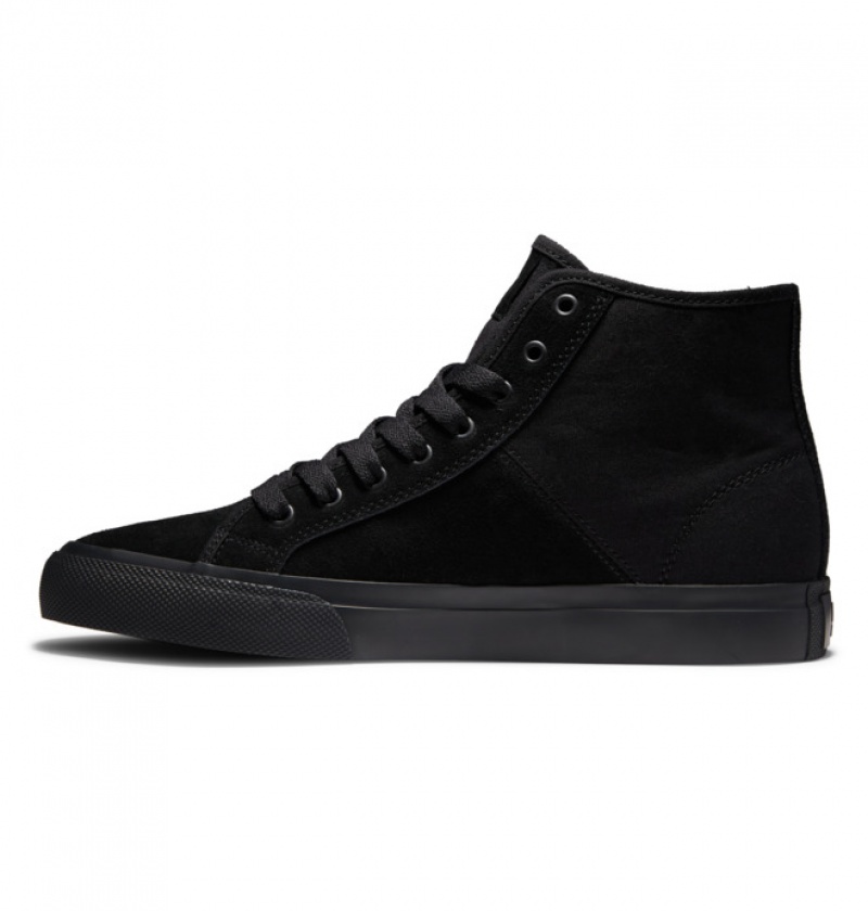 Black / Black / Black Men's DC Manual High Top Suede Sneakers | 5437-RYWUK