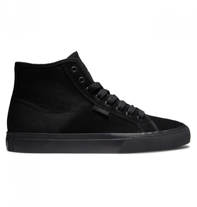 Black / Black / Black Men\'s DC Manual High Top Suede Sneakers | 5437-RYWUK