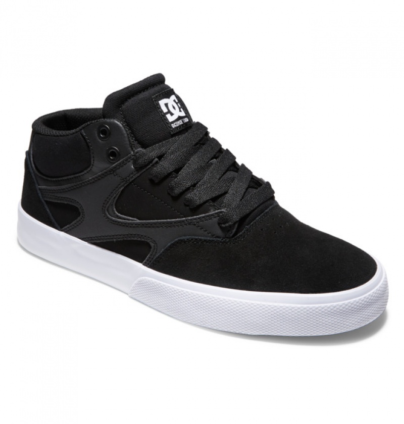 Black / Black / White Men's DC Kalis Vulc MID Mid-Top Skate Shoes | 6793-ZXVBF