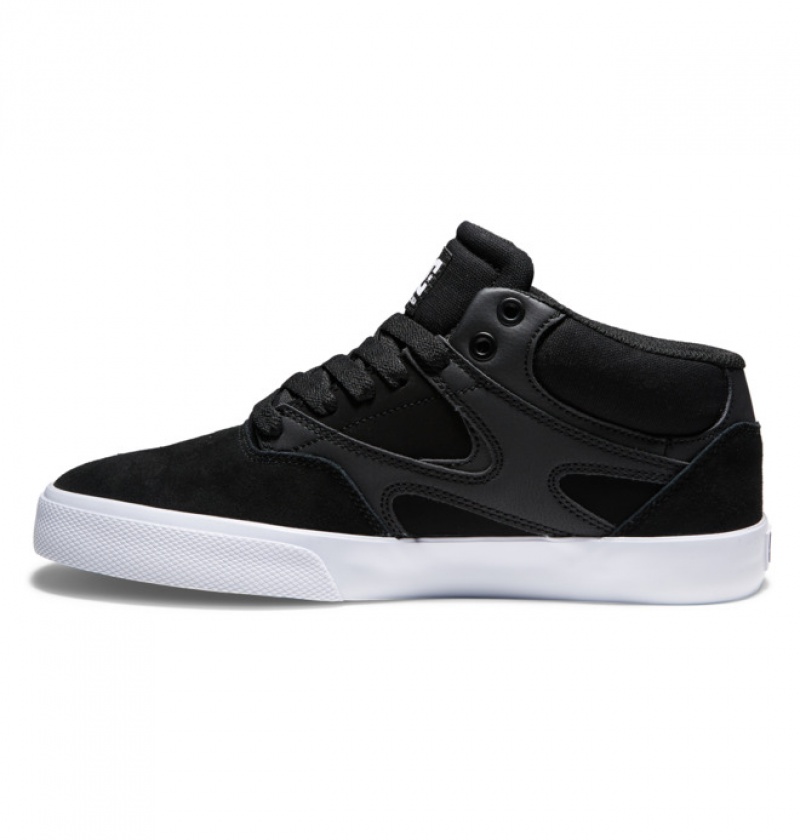 Black / Black / White Men's DC Kalis Vulc MID Mid-Top Skate Shoes | 6793-ZXVBF