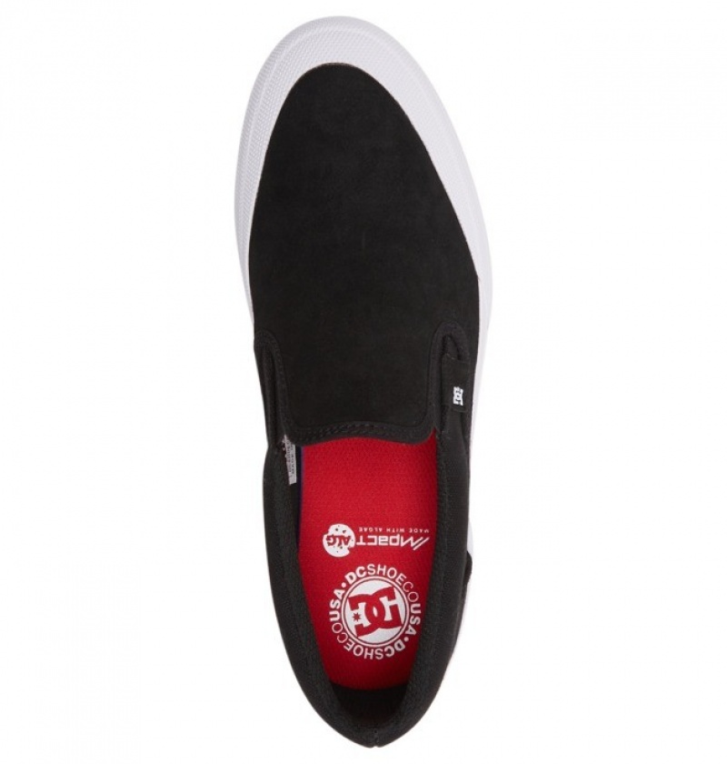 Black / Black / White Men's DC Manual RT Slip-On Skate Shoes | 1394-XCJKA