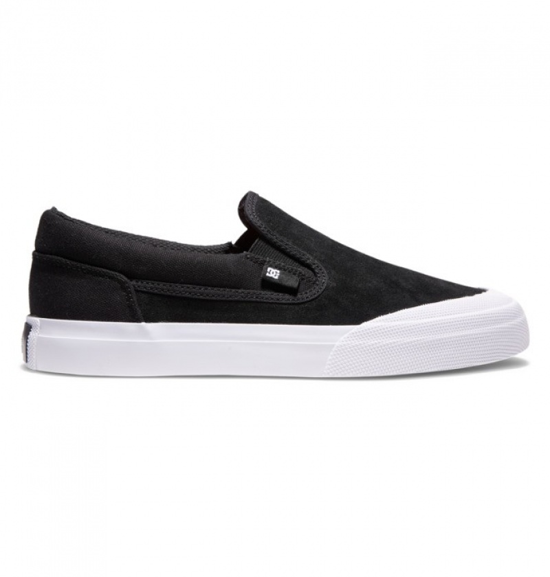 Black / Black / White Men\'s DC Manual RT Slip-On Skate Shoes | 1394-XCJKA