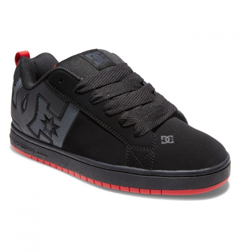 Black / Grey / Red Men's DC Court Graffik Sneakers | 6258-KOWHX