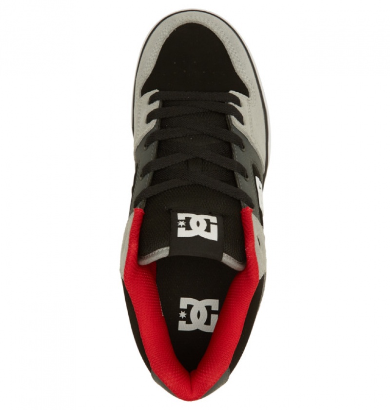 Black / Grey / Red Men's DC Pure MID Mid-Top Sneakers | 1638-VHWZF